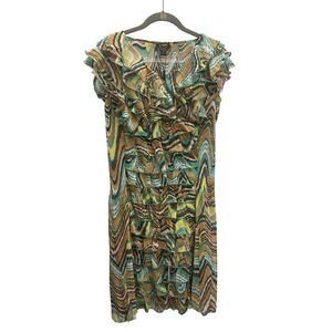 Jerry.‎ T woman's ruffled layered stretch dress multi colored Medium